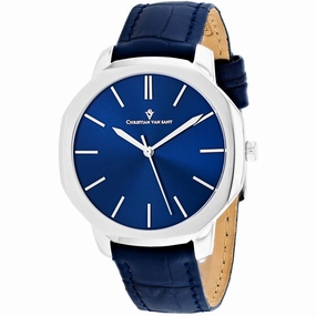 Christian Van Sant Men's Watch - Octavius Slim Quartz Blue Leather Strap | CV0532 