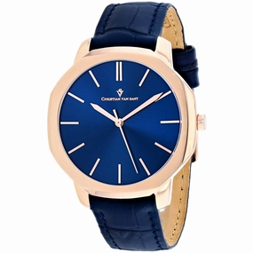 Christian Van Sant Men's Watch - Octavius Slim Quartz Blue Leather Strap | CV0535 