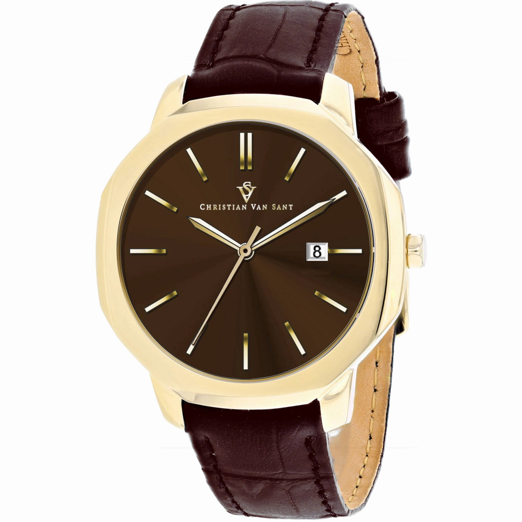 Christian Van Sant Men's Watch - Octavius Slim Quartz Brown Dial Strap | CV0537 