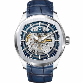 Christian Van Sant Men's Watch - Romeo Automatic Blue Dial Leather Strap | CV9501 