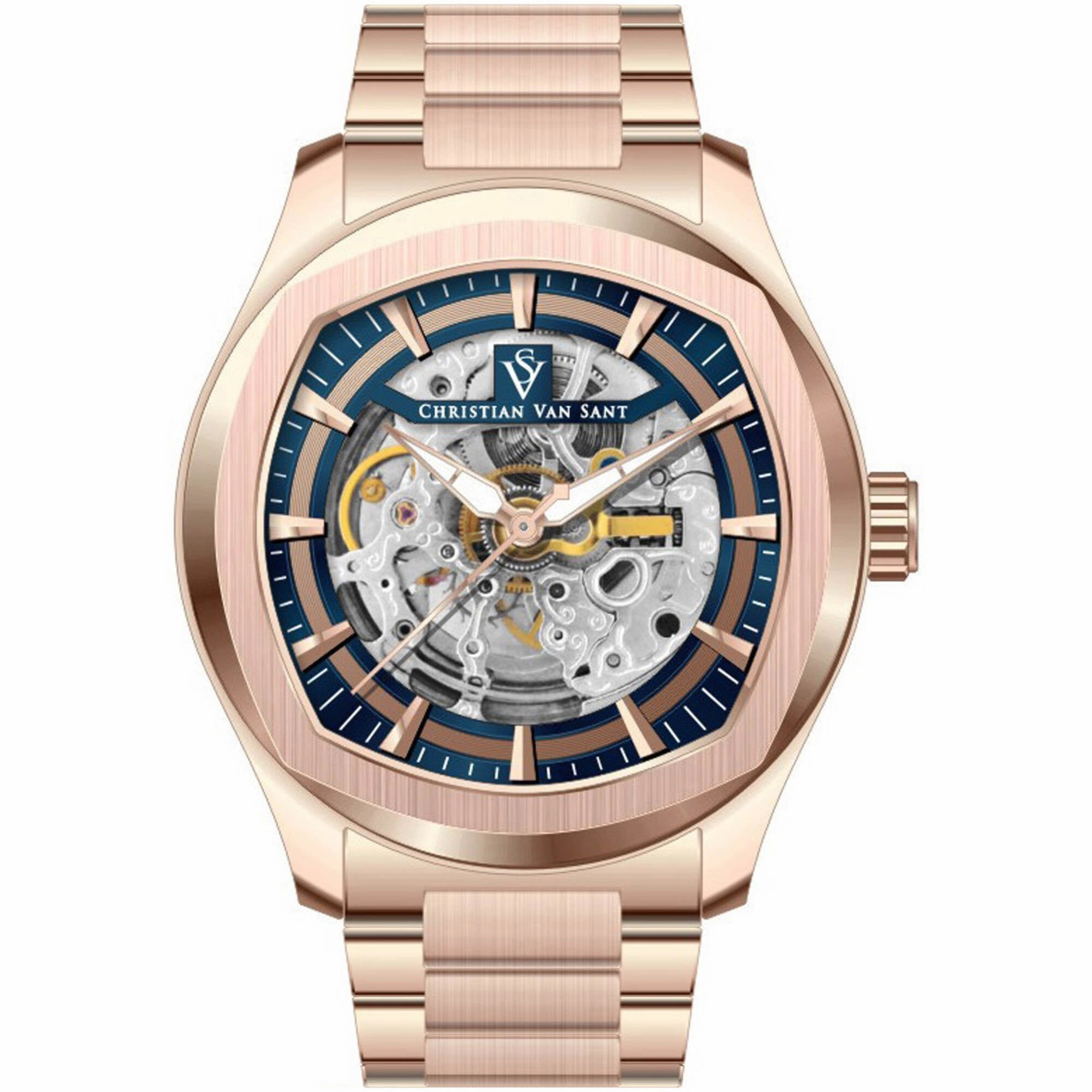Christian Van Sant Men's Watch - Romeo Automatic Blue Dial Rose Gold Steel | CV9509 men's watches best men's watches under $500 affordable men's watches men watches classic
