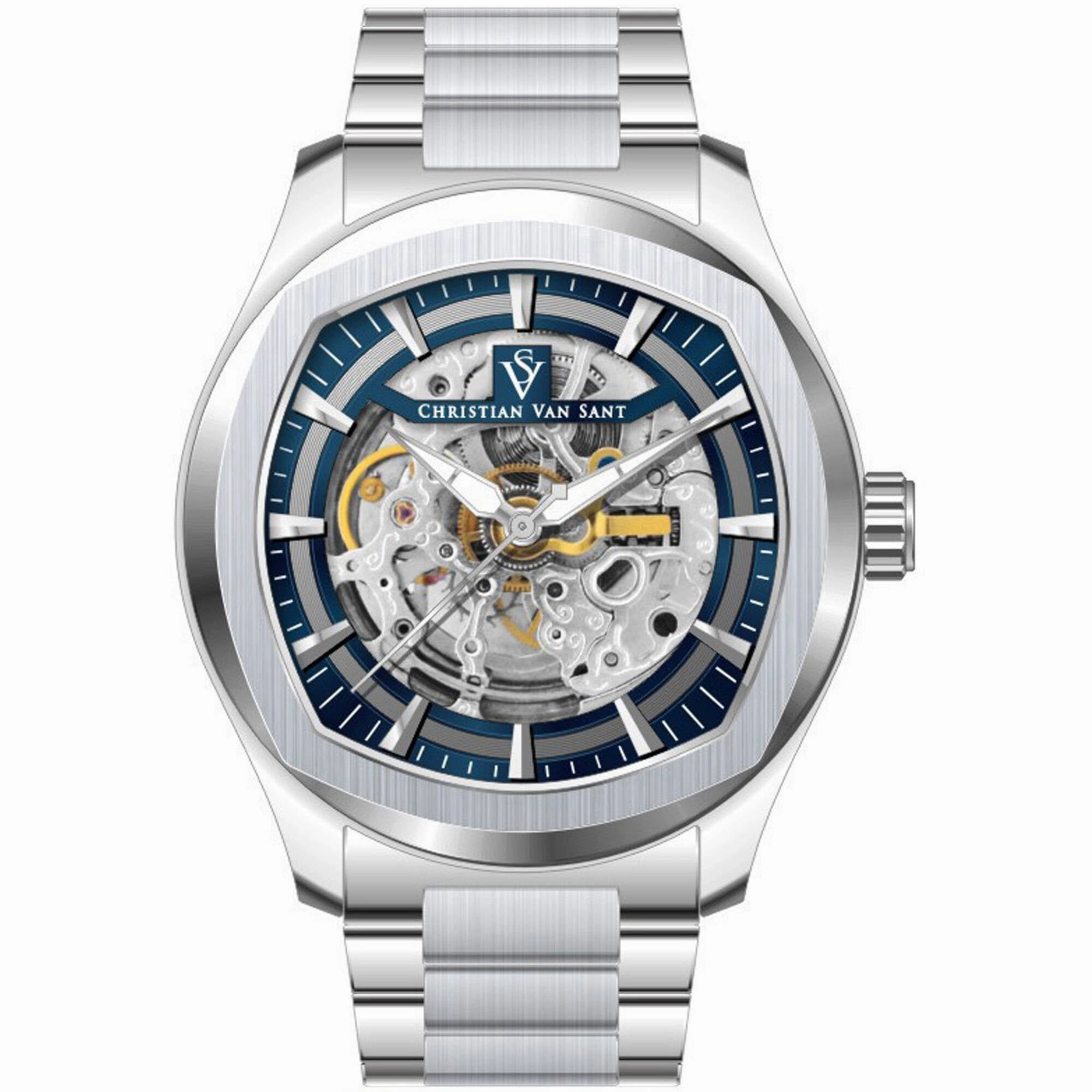 Christian Van Sant Men's Watch - Romeo Automatic Blue Dial Silver Bracelet | CV9506 men's watches best men's watches under $500 affordable men's watches men watches classic