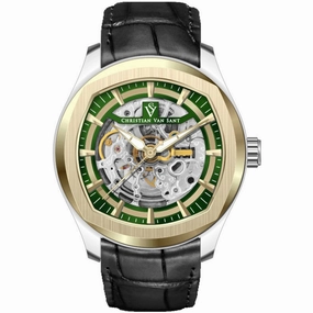 Christian Van Sant Men's Watch - Romeo Automatic Green Dial Leather Strap | CV9503 