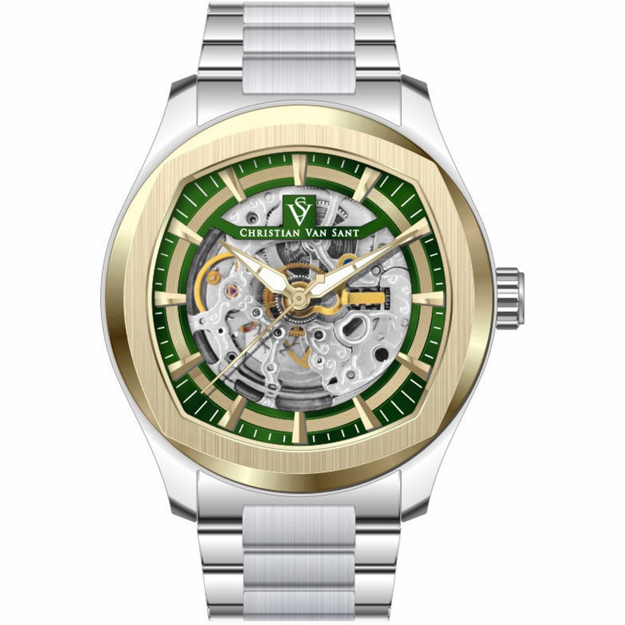 Christian Van Sant Men's Watch - Romeo Automatic Green Dial Silver Bracelet | CV9508 men's watches best men's watches under $500 affordable men's watches men watches classic