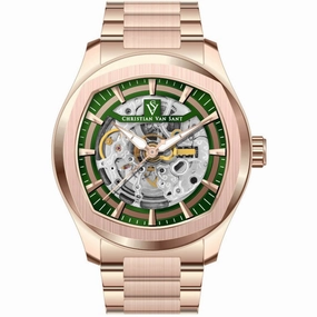 Christian Van Sant Men's Watch - Romeo Green Dial Rose Gold Steel Bracelet | CV9510 men's watches best men's watches under $500 affordable men's watches men watches classic
