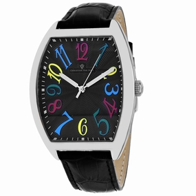 Christian Van Sant Men's Watch - Royalty II Quartz Black Dial Leather Strap | CV0372 