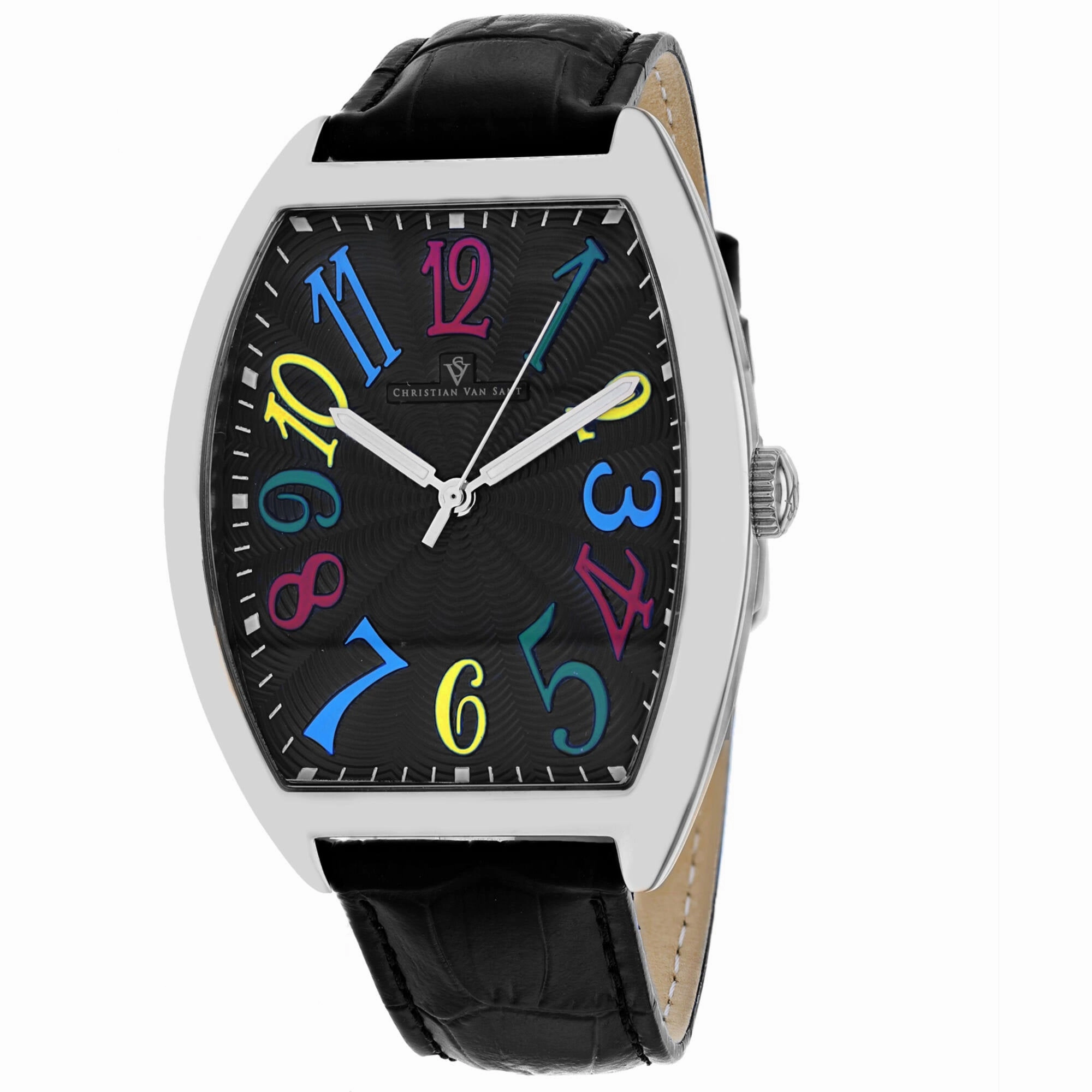 Christian Van Sant Men's Watch - Royalty II Quartz Black Dial Leather Strap | CV0372 
