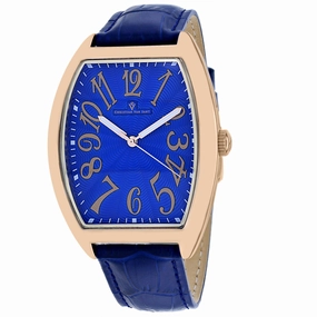 Christian Van Sant Men's Watch - Royalty II Quartz Blue Dial Leather Strap | CV0376 