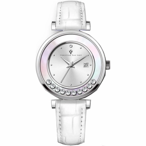 Christian Van Sant Women's Watch - Bria Quartz Silver Dial Leather Strap | CV3811 Luxury Quartz Watch Quartz Watch Sale