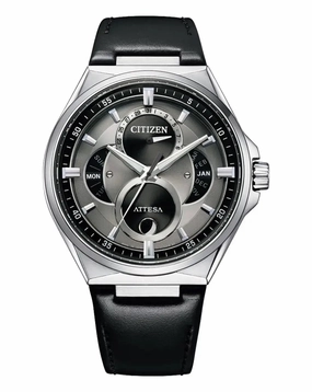 Citizen Attesa Eco-Drive Black Leather Strap Watch BU0060-09H 