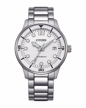 Citizen Automatic Silver Stainless Steel White Dial Watch NJ0191-83A 