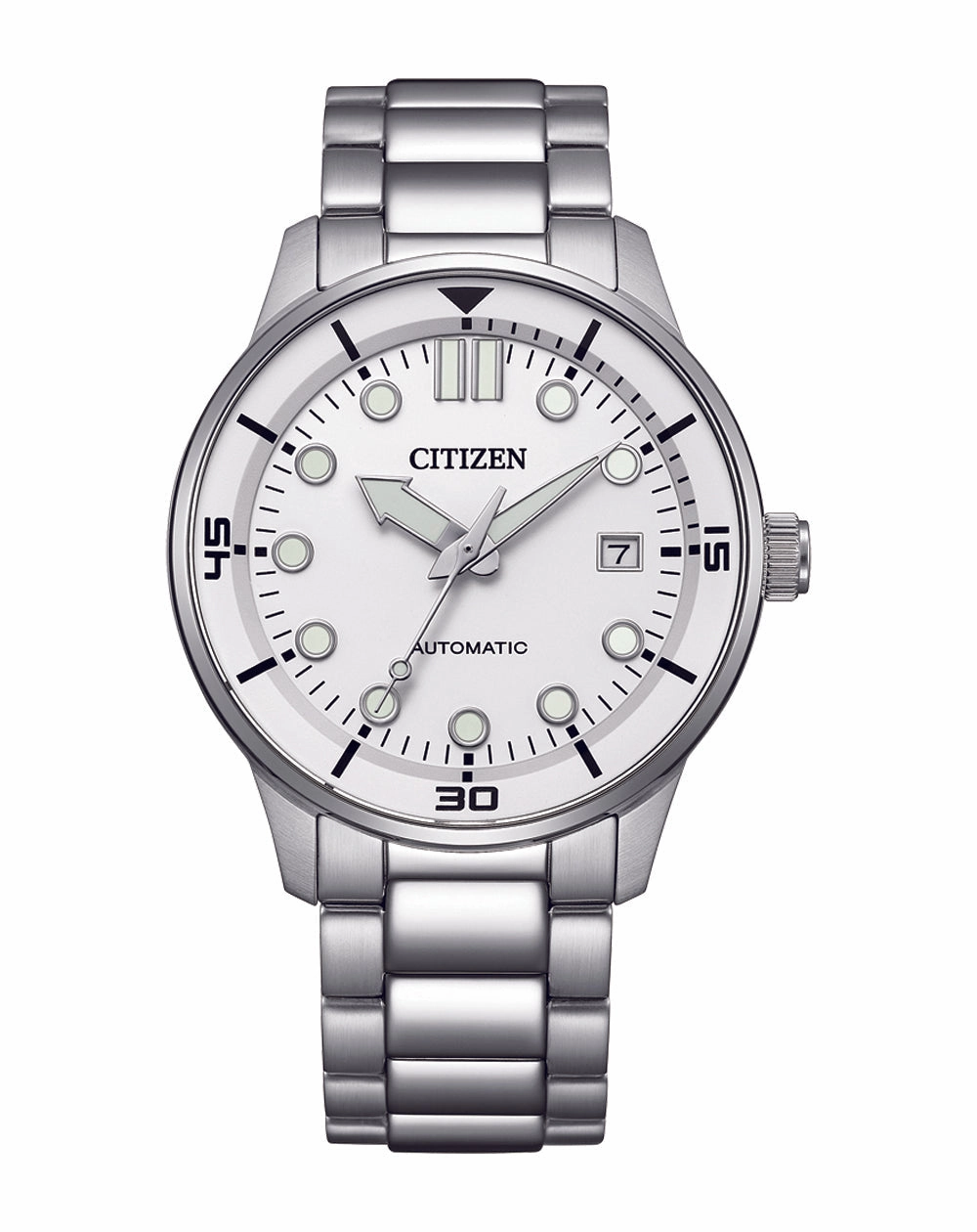 Citizen Automatic Silver Stainless Steel White Dial Watch NJ0191-83A 