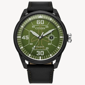Citizen Avion Eco-Drive Leather Strap Men's Watch AW1735-03X 