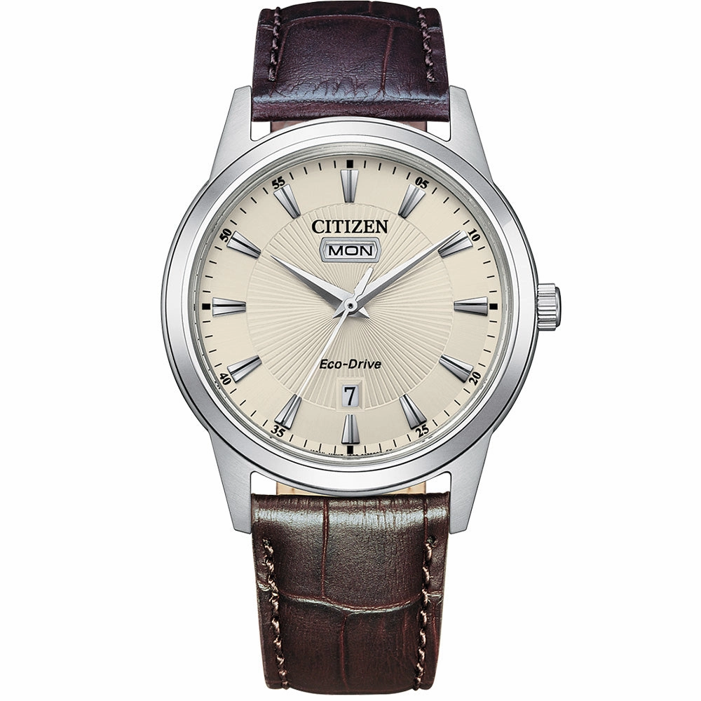Citizen Eco-Drive AW0100-19A Affordable Leather Watch Leather Watch Discount
