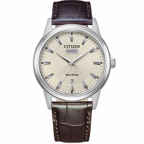 Citizen Eco-Drive AW0100-19A Affordable Leather Watch Leather Watch Discount