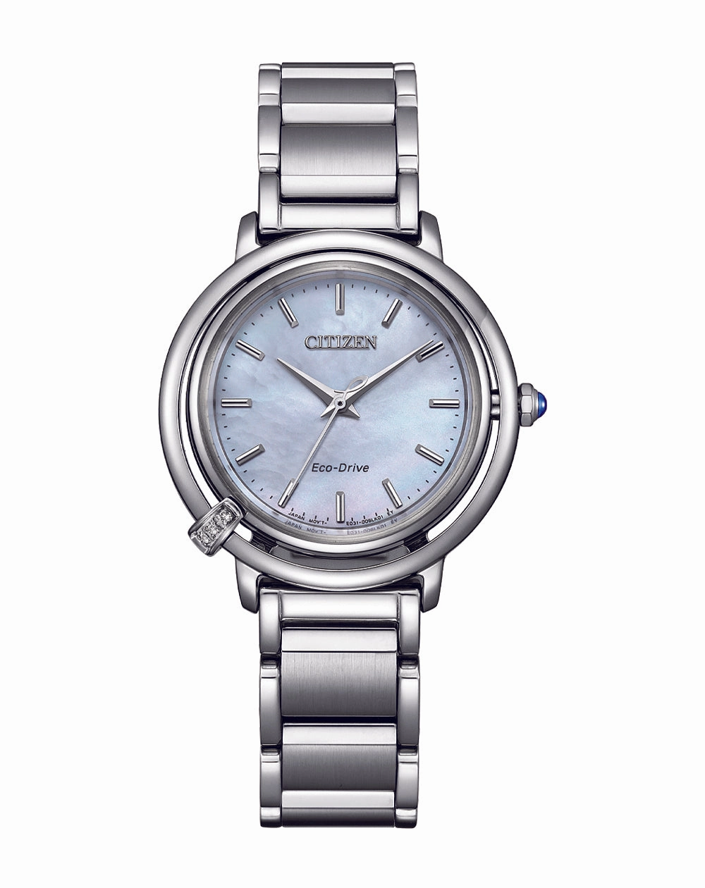 Citizen Eco-Drive Stainless Steel Mother of Pearl Dial Watch EM1090-60D,quartz watch, quartz watches for men, quartz watches for women, best quartz watch, minimalist quartz watch, luxury quartz watch, waterproof quartz watch,analog quartz watch, digital qu
