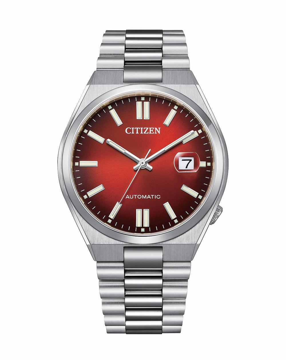 Citizen Tsuyosa Automatic Silver Stainless Steel Burgundy Dial Watch NJ0150-56W 