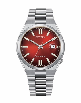 Citizen Tsuyosa Automatic Silver Stainless Steel Burgundy Dial Watch NJ0150-56W 