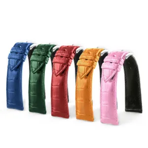 Classic "Essentials Colors" watch band - Alligator leather strap (blue, green, red, orange, pink) Luxury watch bands Limited edition watch bands