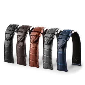 Classic "Essentials" watch band - Alligator leather strap (black, brown, grey, blue) Luxury watch bands Limited edition watch bands
