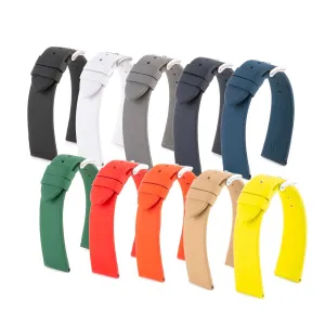 Classic "Essentials" watch band - Rubberized calf leather strap (black, grey, blue, green...) Luxury watch bands Limited edition watch bands
