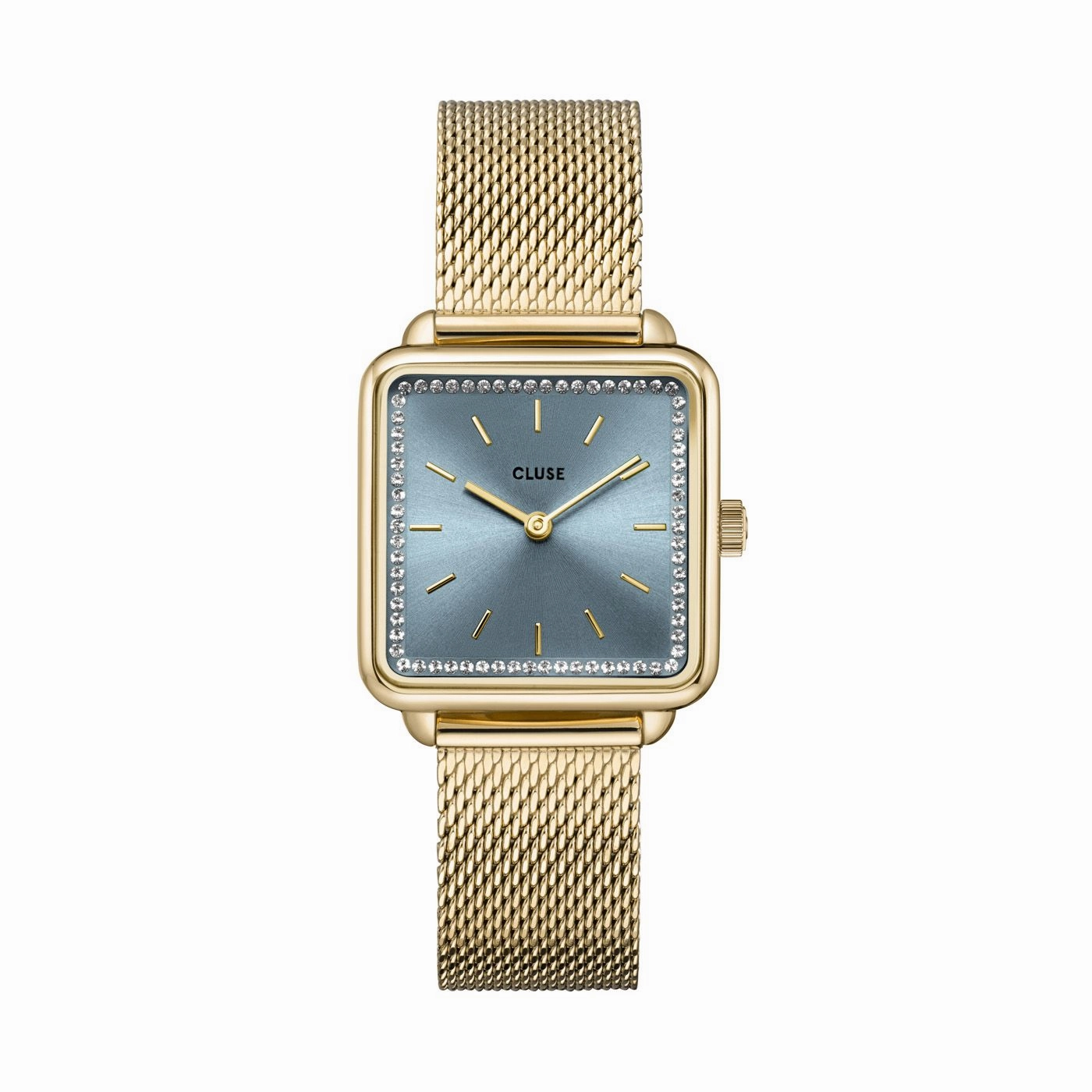 CLUSE La Tetragone Light Blue Stones/ Gold Mesh Watch CW10310 