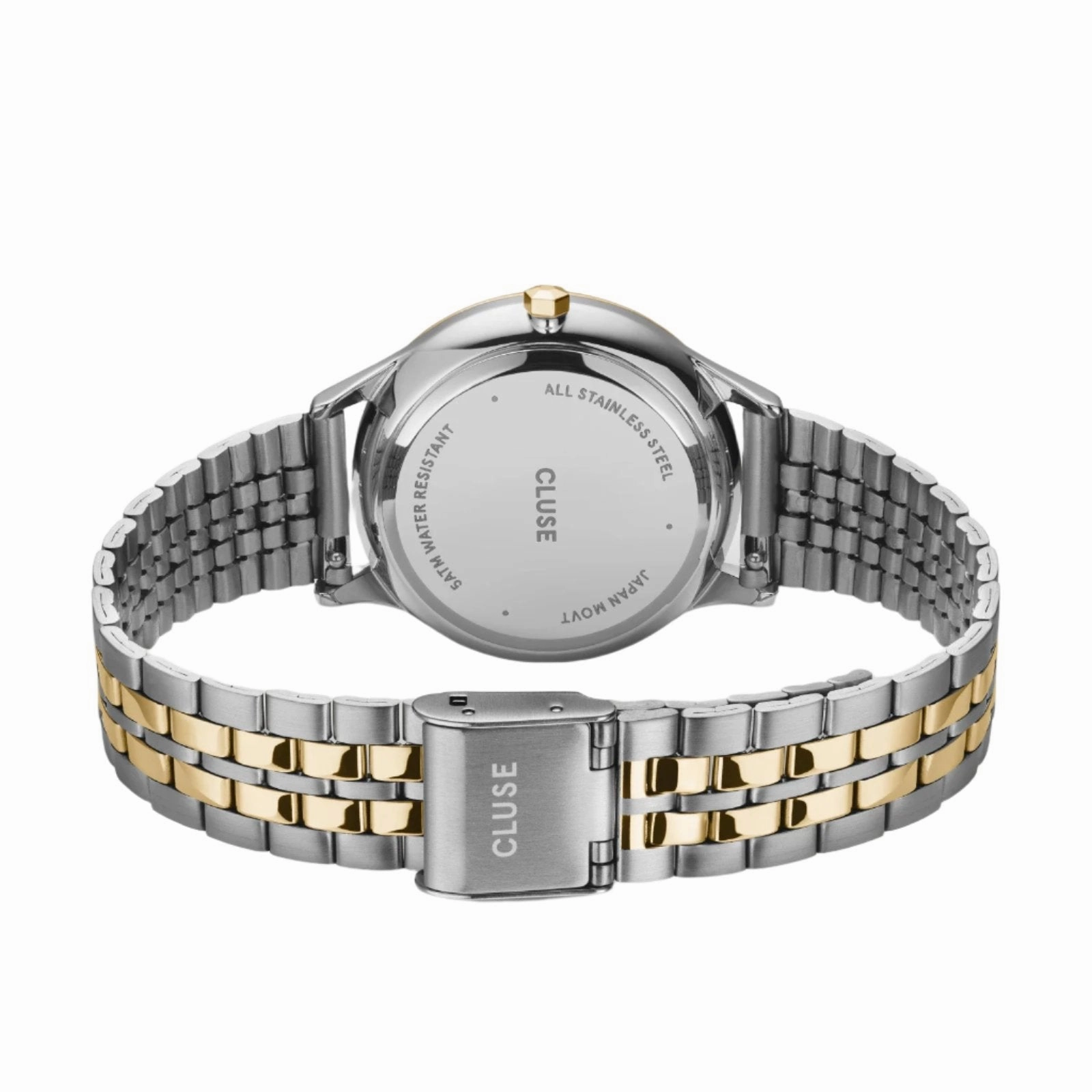 CLUSE Minuit Date Coconut Milk Bicolour Link Watch CW14302