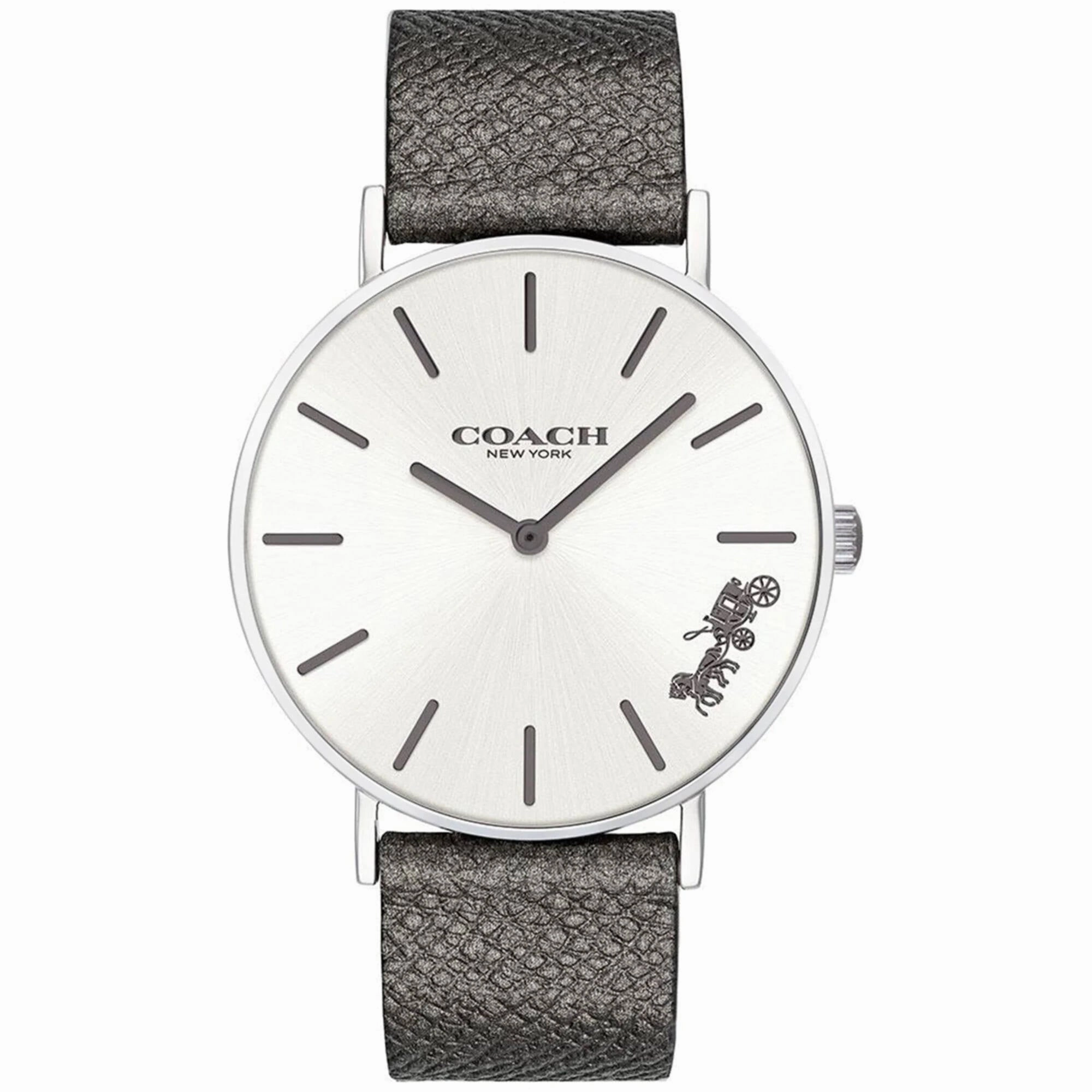 Coach Women's Watch - Perry Quartz White Dial Grey Genuine Leather Strap | 14503155 Luxury Quartz Watch Quartz Watch Sale