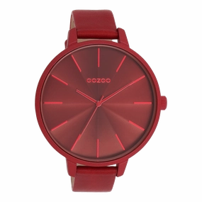 Dahlia red OOZOO watch with leather strap - C11253,seiko watches,couple watches,watches designer,watches discount,women watches,best women watches,high end women's watches,high quality women's watches