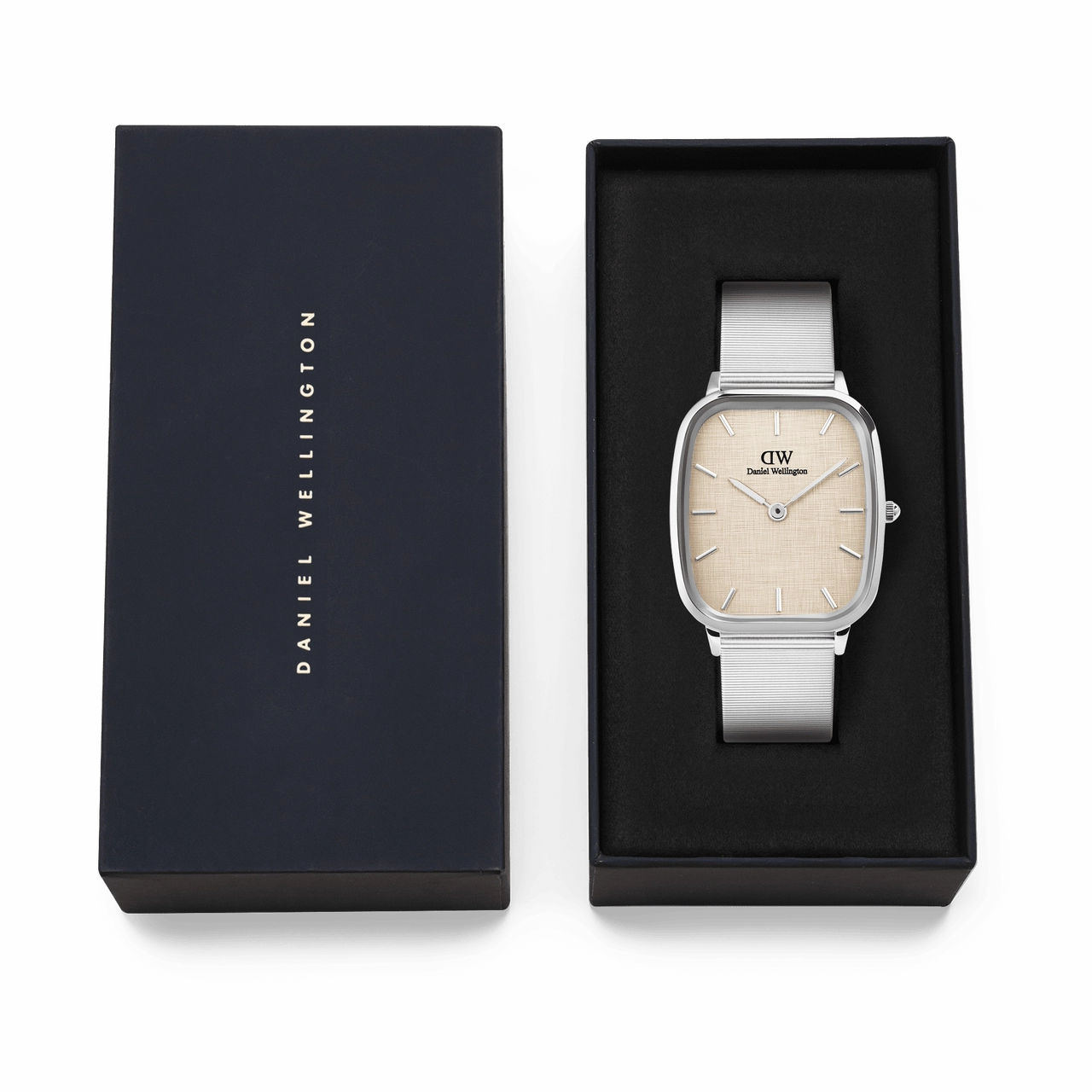 Daniel Wellington Marlon Sterling Wire Vintage Linen Pattern Dial Watch DW00100812