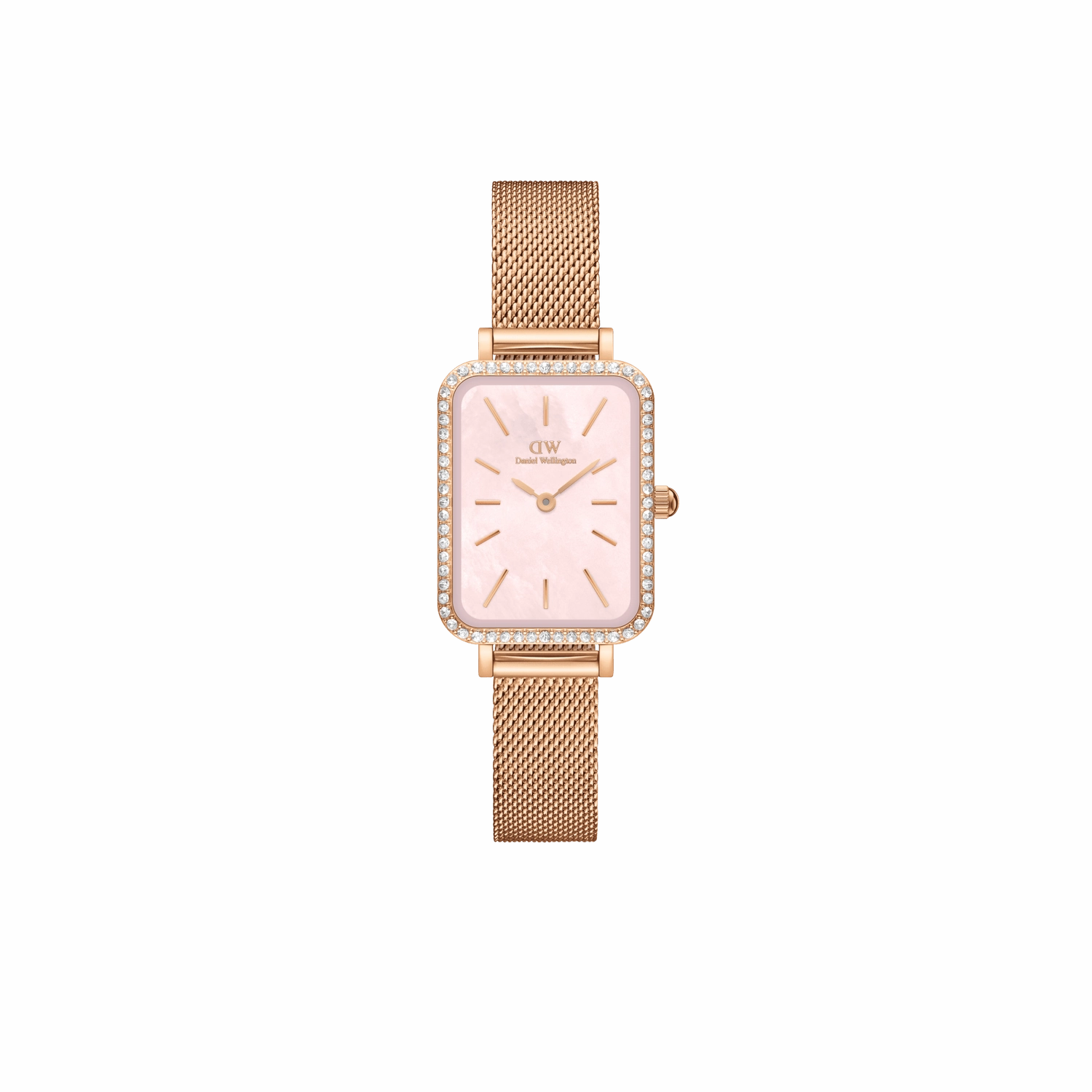 Daniel Wellington Quadro 20X26 Bezel Mesh Pink MOP Watch DW00100669 