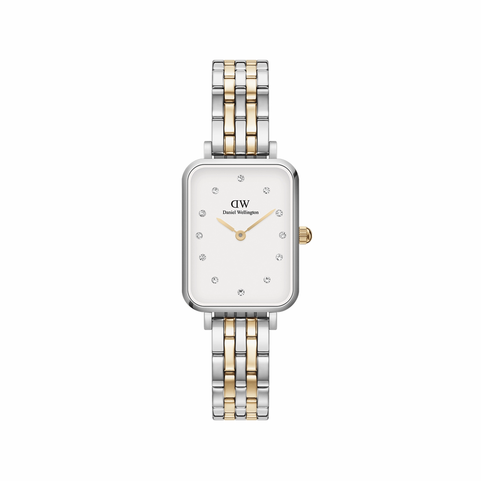 Daniel Wellington Quadro Lumine 20X26mm 5-Link White Watch DW00100625,quartz watch, quartz watches for men, quartz watches for women, best quartz watch, minimalist quartz watch, luxury quartz watch, waterproof quartz watch,analog quartz watch, digital quar