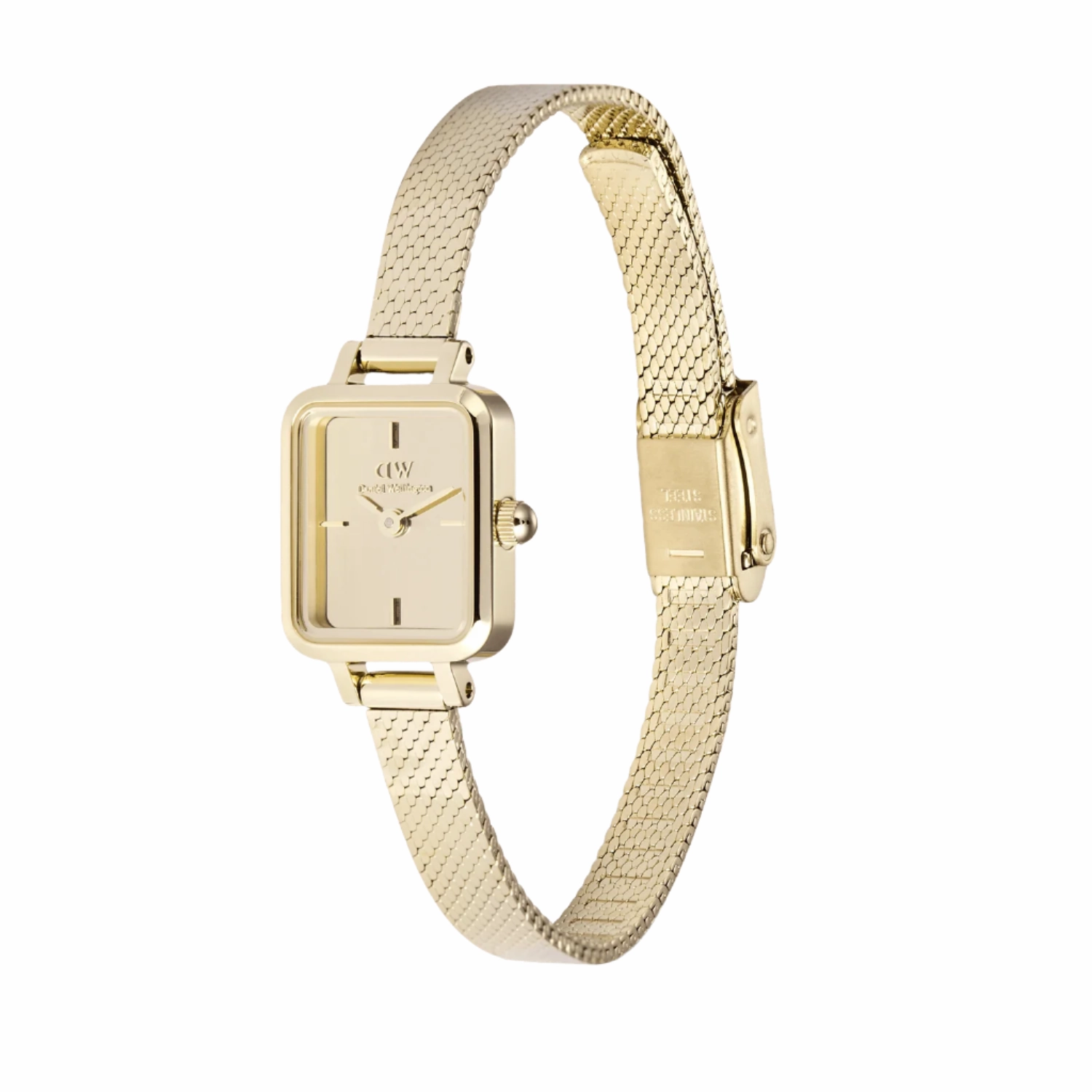 Daniel Wellington Quadro Mini Mirror Reflection Gold Dial Watch DW00100801
