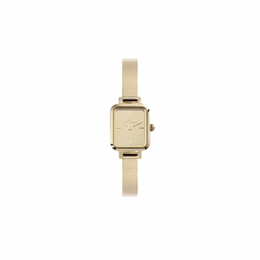 Daniel Wellington Quadro Mini Mirror Reflection Gold Dial Watch DW00100801 
