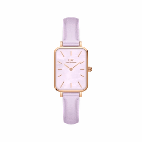 Daniel Wellington Quadro Purple Leather 20x26mm Purple Mother of Pearl Dial Watch DW00100637 