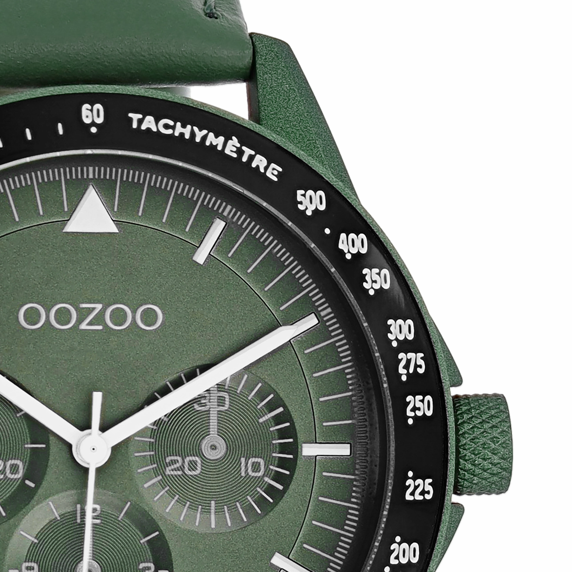 Dark green OOZOO watch with green leather strap - C11111