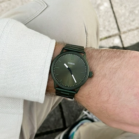 Dark green OOZOO watch with stainless steel bracelet - C11402,seiko watches,mens watches,couple watches,watches designer,watches discount,best watches for men