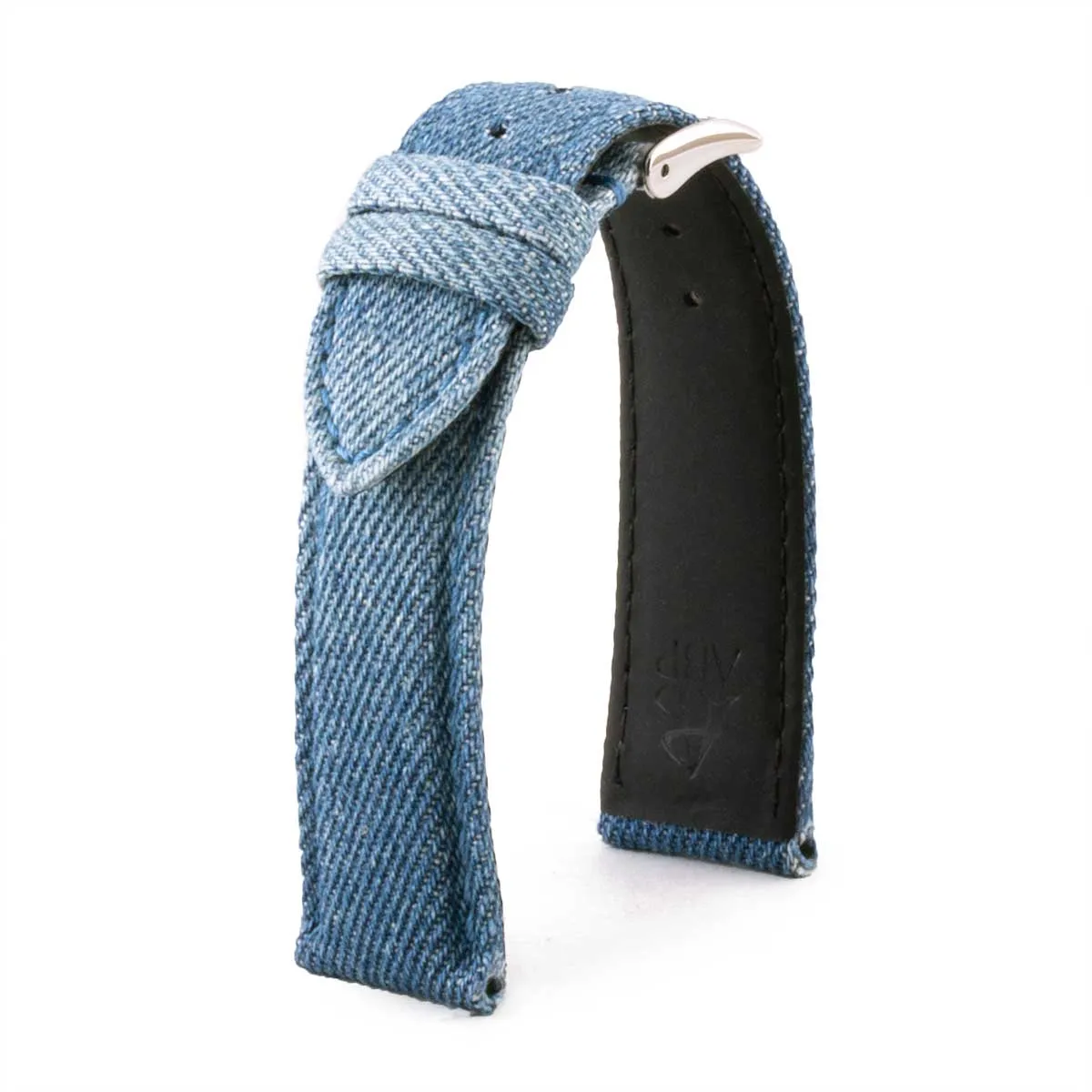 Denim Type fabric watch strap (washed blue, dark blue)