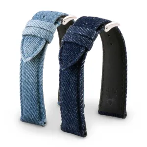 Denim Type fabric watch strap (washed blue, dark blue) Luxury watch bands Limited edition watch bands