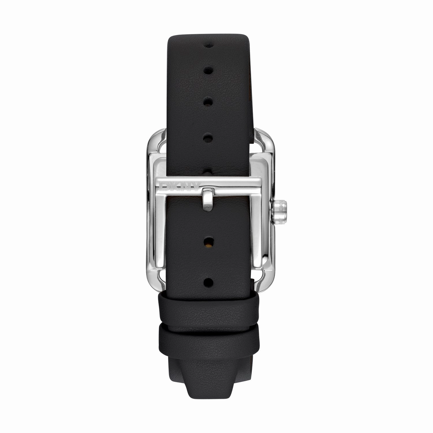 DKNY City Midi Silver Dial Black Leather Strap Watch DK1L004L0015