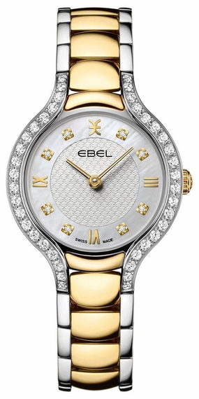 Ebel Beluga Two-Tone Stainless Steel White Mother-Of-Pearl Dial Diamonds Quartz Womens Watch 1216592 Women??s luxury watches Affordable women watches