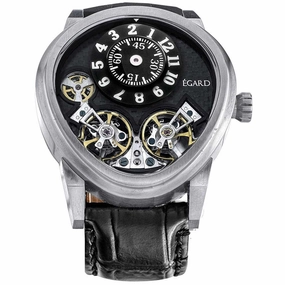 Egard Men's Watch - Quantus V3 Automatic Black Dial Leather Strap | WCH-5072-G-STL 