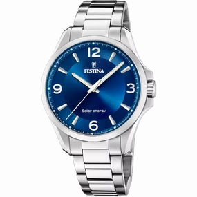 Elegant Festina Men's Watch F20656/2 with Blue Dial and Silver Stainless Steel Band 