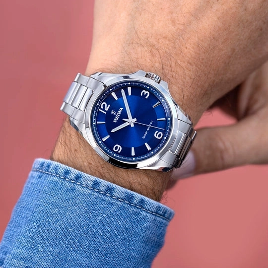Elegant Festina Men's Watch F20656/2 with Blue Dial and Silver Stainless Steel Band