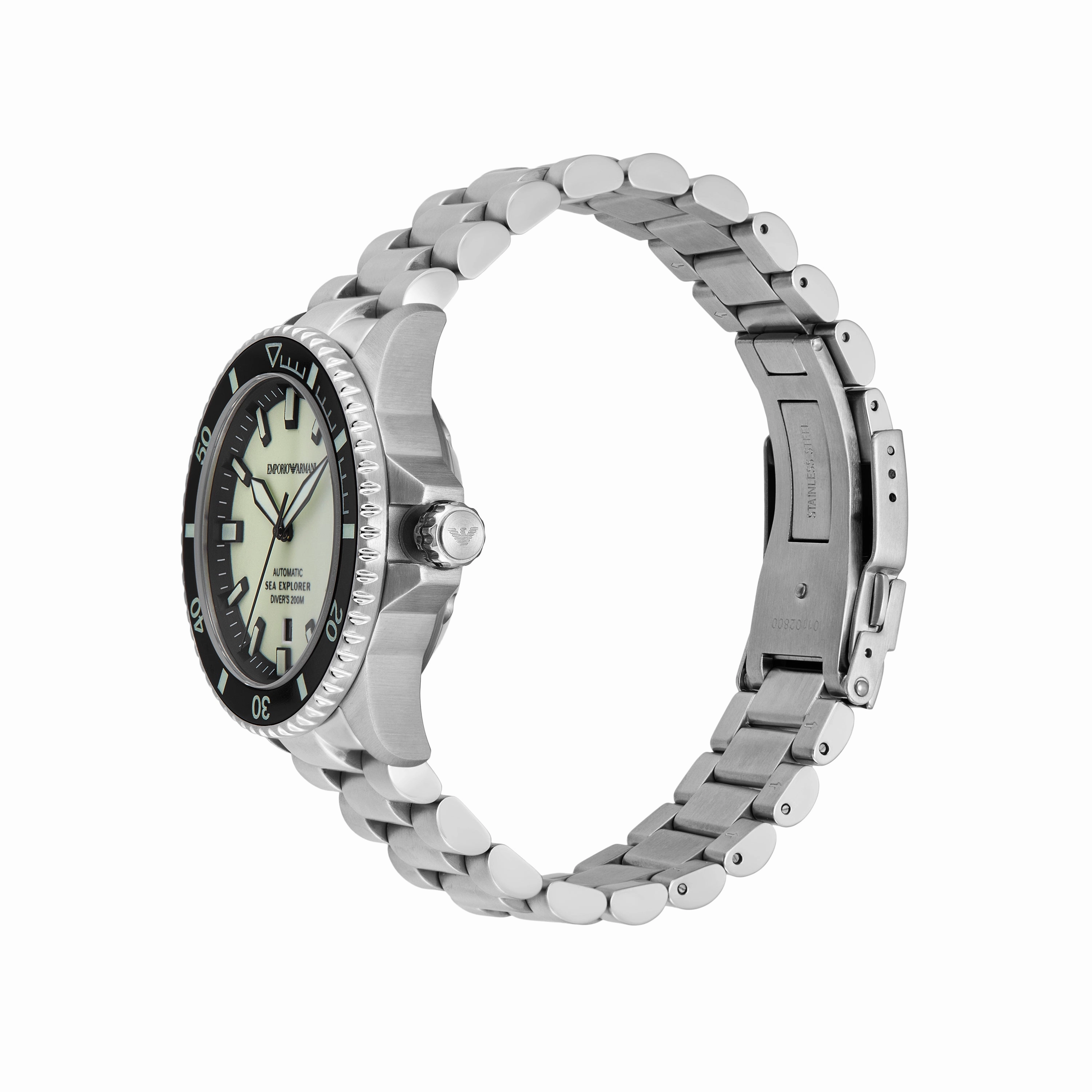 Emporio Armani Sea Explorer Automatic Silver Stainless Steel Watch AR60083
