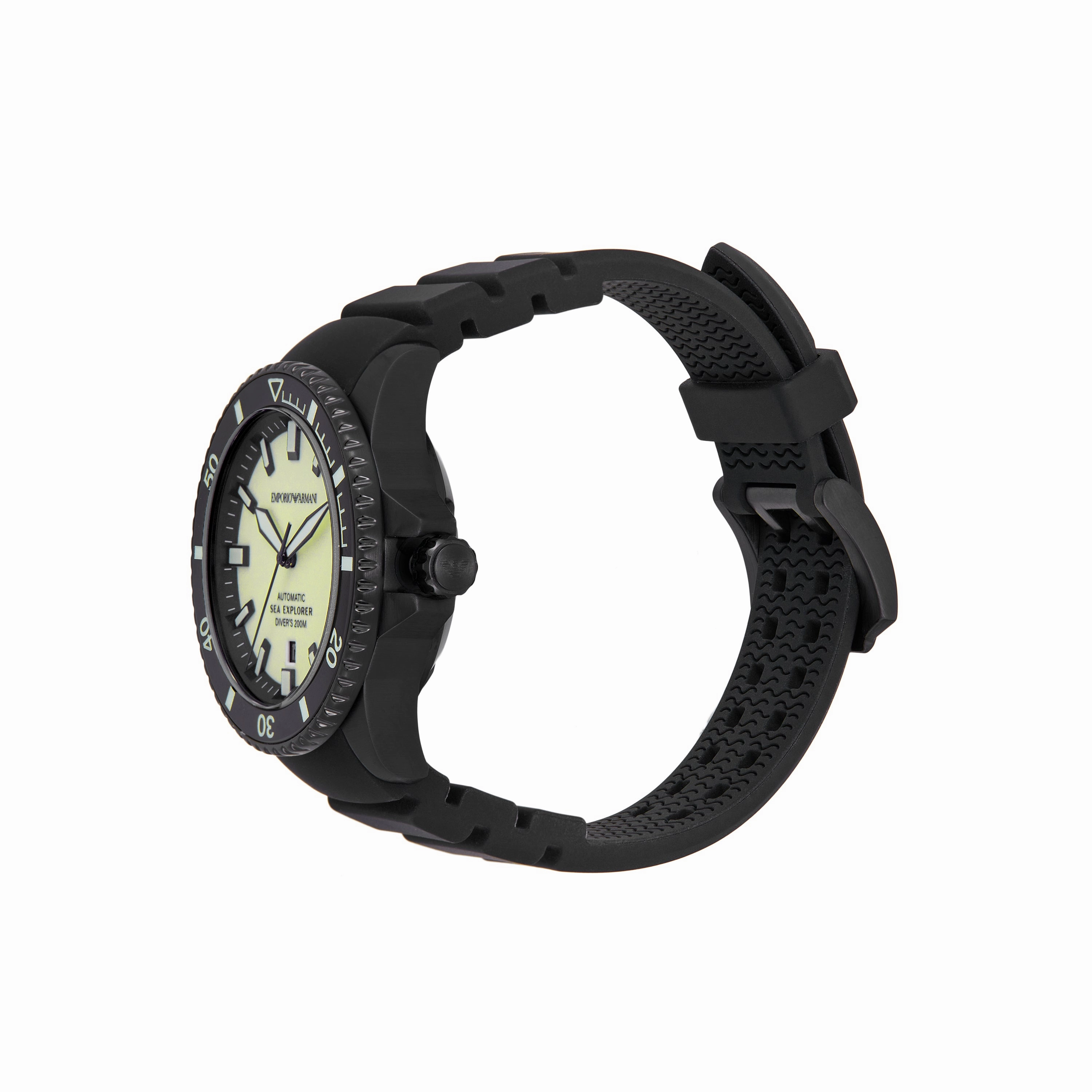 Emporio Armani Sea Explorer Black Silicone Strap Watch AR60085