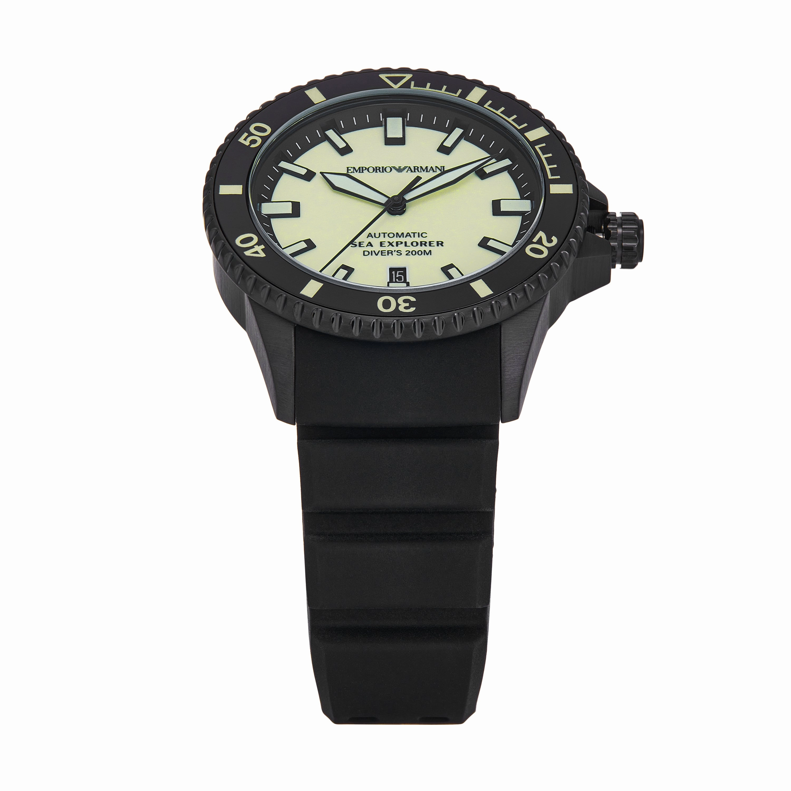 Emporio Armani Sea Explorer Black Silicone Strap Watch AR60085