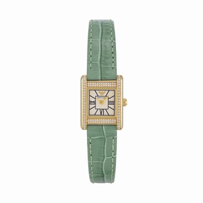Emporio Armani Two-Hand White Dial Green Leather Strap Watch AR11661 
