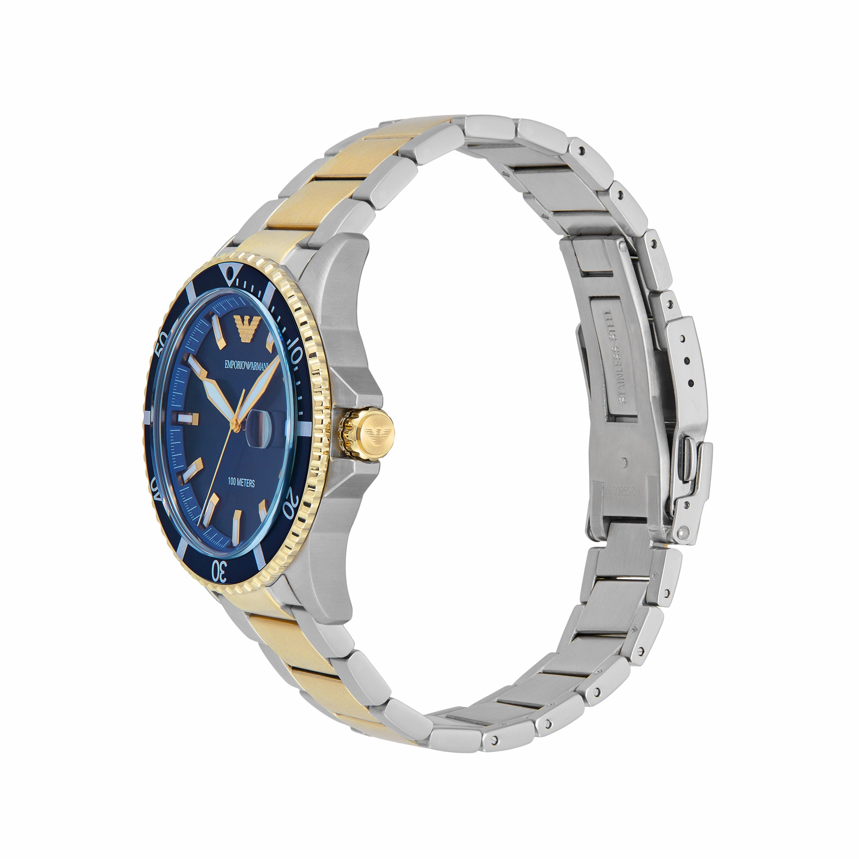 Emporio Armani World Explorer Three-Hand Blue Dial Stainless Steel Watch AR11682