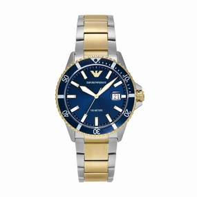 Emporio Armani World Explorer Three-Hand Blue Dial Stainless Steel Watch AR11682 
